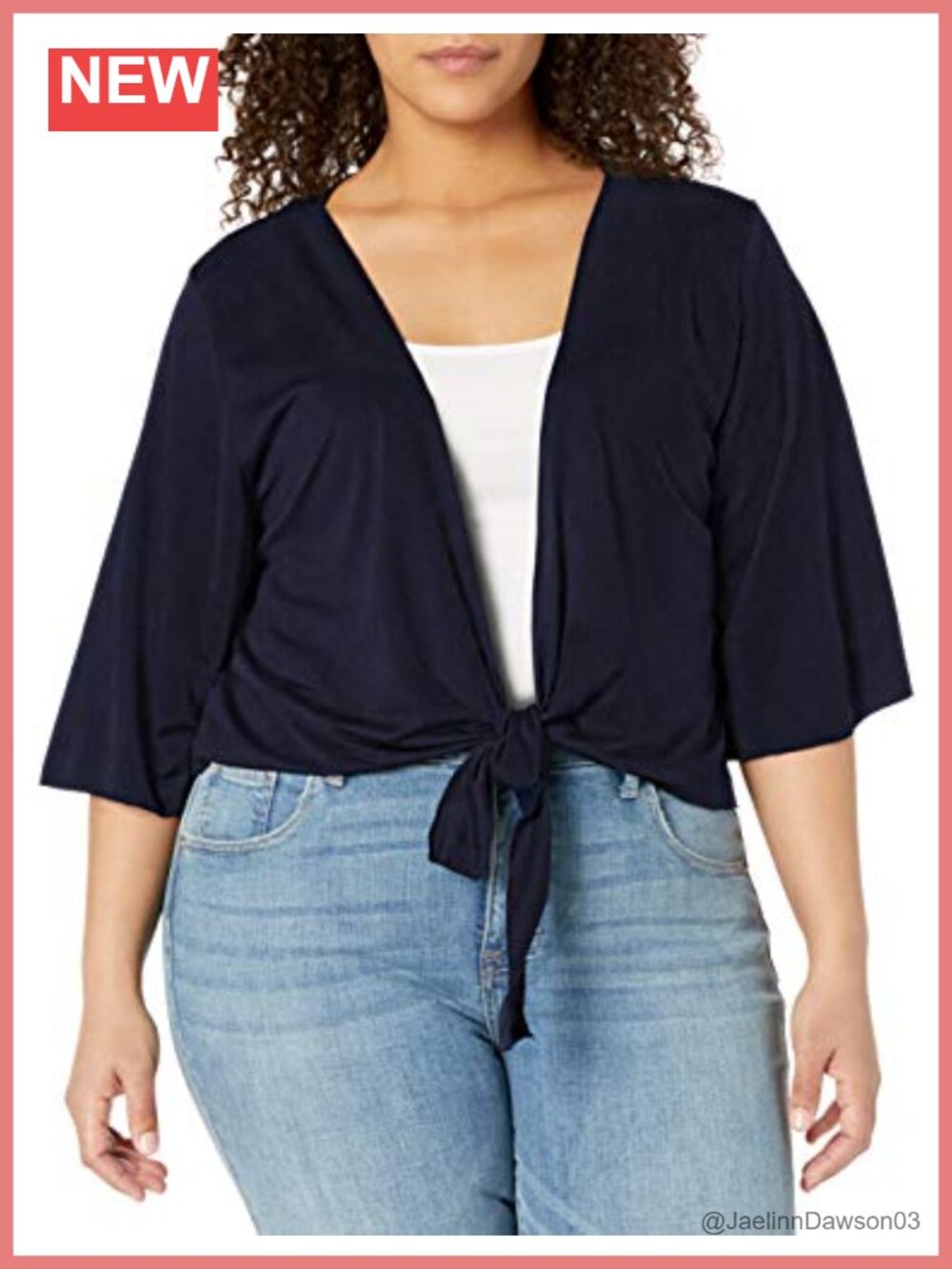 Soft Knit Tie Front Shrug Sweater 3/4 Bell Sleeve